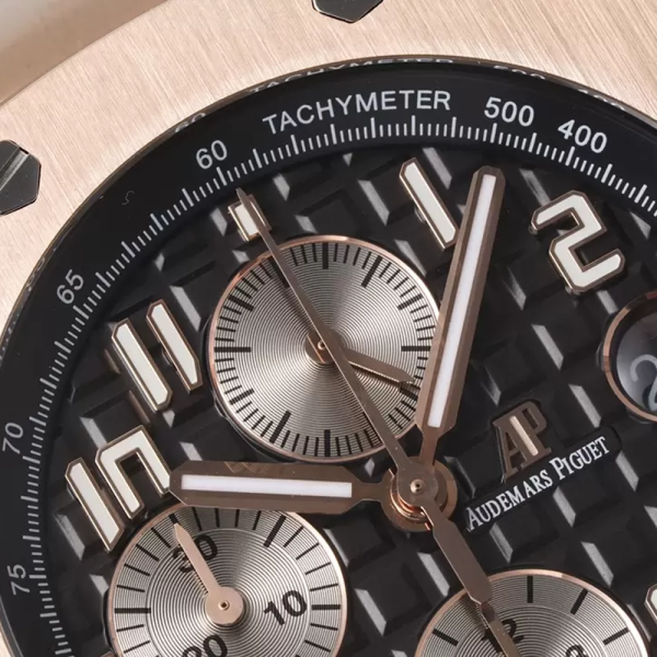 APF공장 오데마피게 로얄오크 오프쇼어 크로노그래프 블랙 텍스처 다이얼 RG 금통 42mm 26470