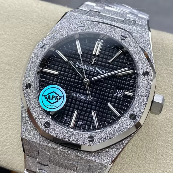 APS공장 오데마피게 로얄오크 프로스티드 블랙 다이얼 SS 브레이슬릿 41mm V3 15410