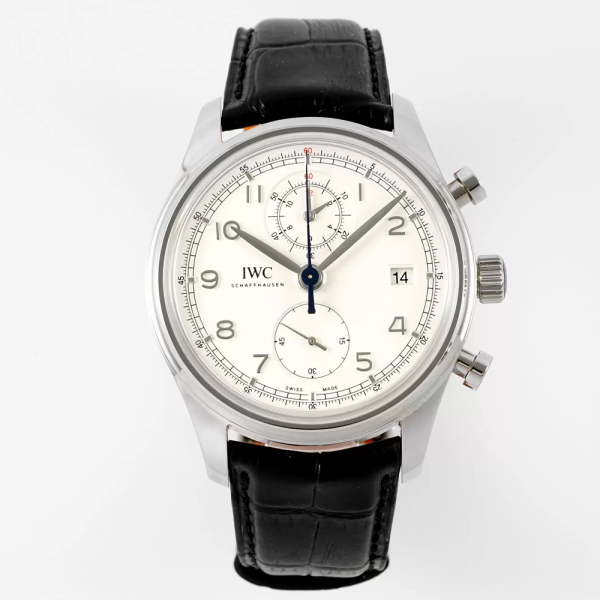 APS공장 IWC 포르투기저 크로노그래즈 화이트 다이얼 가죽 스트랩 42mm IW390403