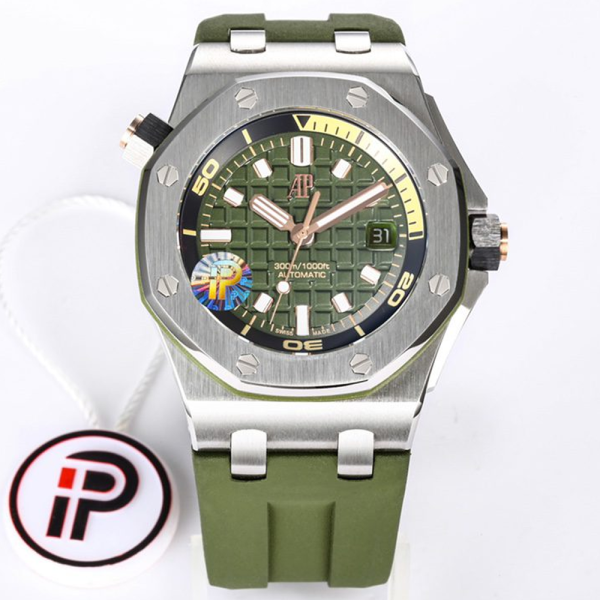 IP공장 오데마피게 로얄오크 오프쇼어 다이버 그린 다이얼 그린 러버 스트랩 42mm 15720ST