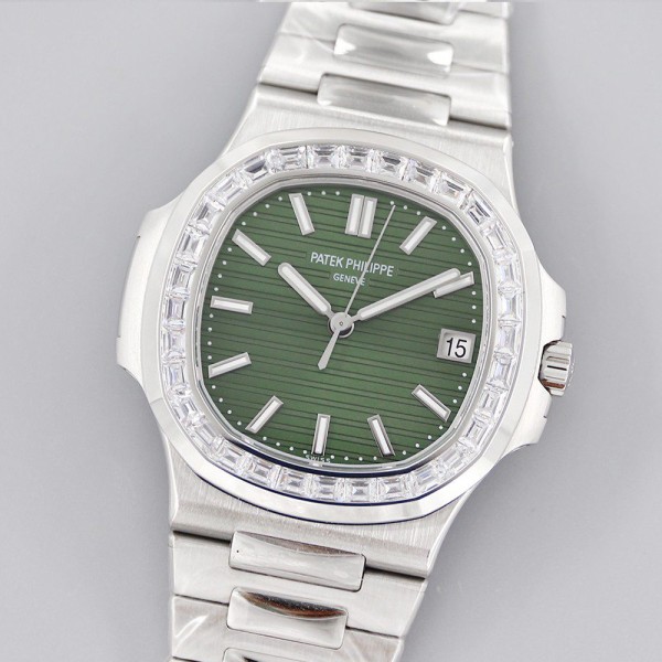 3K공장 파텍필립 노틸러스 녹판 다이얼 다이아베젤 SS브레이슬릿 40mm 5711