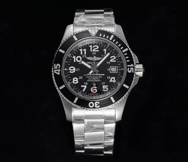 TF공장 브라이틀링 슈퍼오션 II 스틸 블랙 다이얼 SS 브레이슬릿 44mm A17392D71B1A1