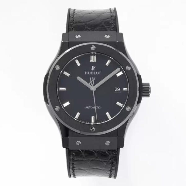 GS공장 위블로 클래식 퓨전 카본 다이얼 블랙 세라믹 가죽 스트랩 42mm 542.CM.1770.RX