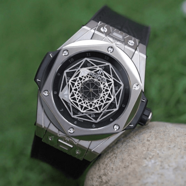 HB공장 위블로 빅뱅 상 블루 티타늄 블랙 가죽 스트랩 45mm 415.NX.1112.VR.MXM16