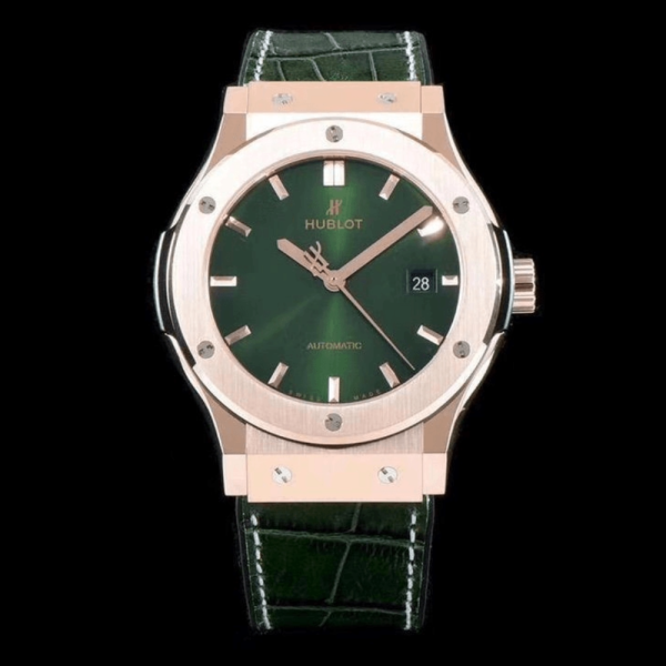 JJ공장 위블로 클래식 퓨전 킹 골드 그린 다이얼 러버 스트랩 42mm 542.OX.8980.LR