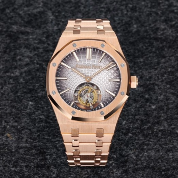 R8공장 오데마피게 로얄오크 플라잉 투르비옹 그레이 다이얼 로즈골드 금통 41mm 26530OR