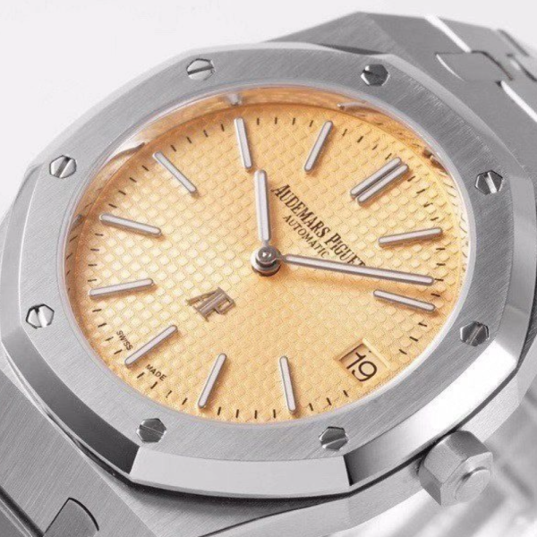 KZ공장 오데마피게 로얄오크 골드 텍스처 다이얼 스틸 SS 브레이슬릿 39mm 15202BC