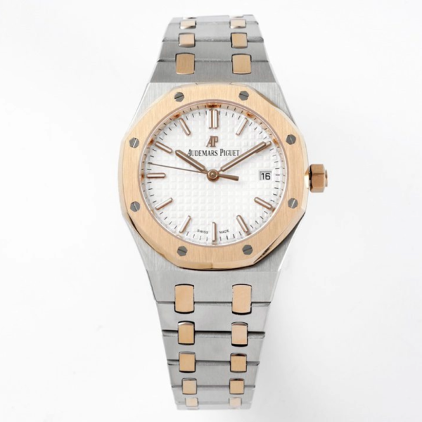 8F공장 오데마피게 로얄오크 레이디 화이트 다이얼 로즈골드 콤비 34mm 77350SR