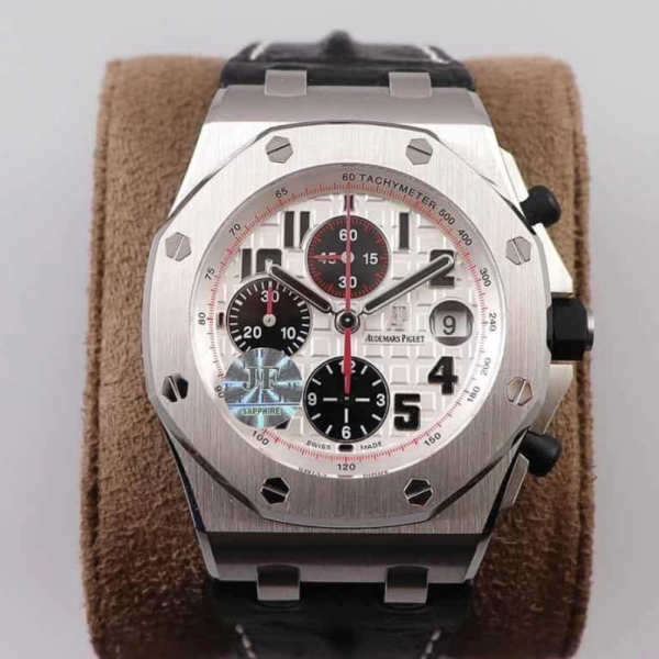 JF공장 오데마피게 로얄오크 오프쇼어 화이트/블랙 다이얼 스틸 블랙 가죽스트랩 V2 42mm 26170ST