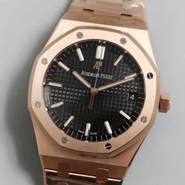 OM공장 오데마피게 로얄오크 블랙 다이얼 로즈골드 금통 41mm 15500OR