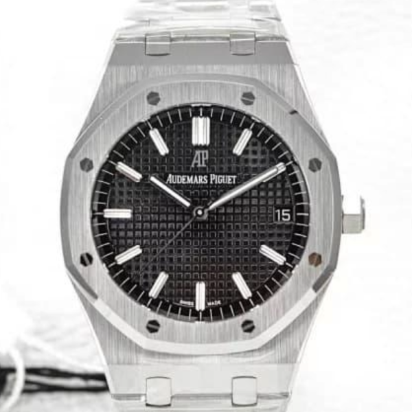 OM공장 오데마피게 로얄오크 블랙 다이얼 스틸 SS 브레이슬릿 41mm 15500ST