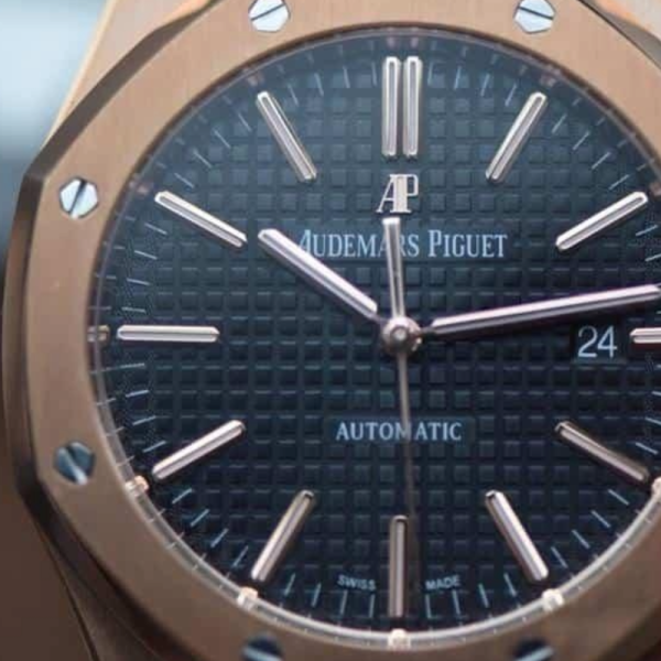 JF공장 오데마피게 로얄오크 블랙 다이얼 로즈골드 가죽 스트랩 41mm 15400OR