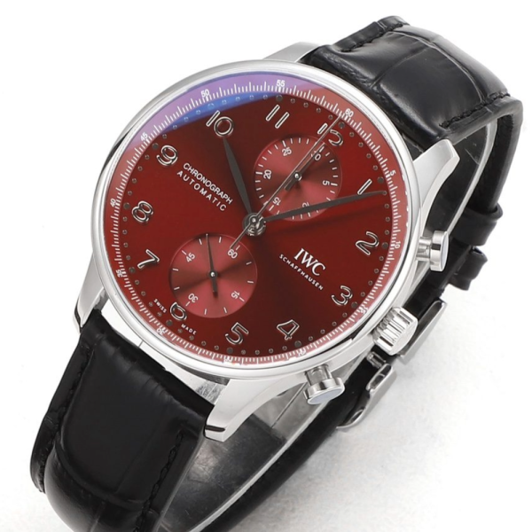 ZF공장 IWC 포르투기저 크로노그래프 버건디 다이얼 레더 스트랩 40mm IW371616