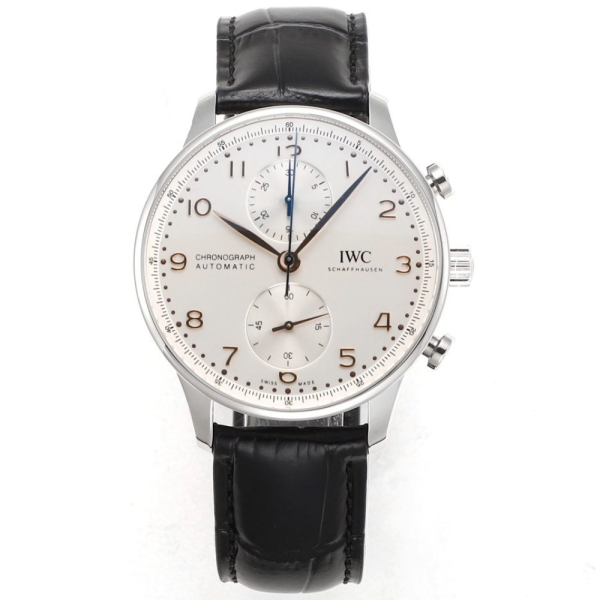 ZF공장 IWC 포르투기저 크로노그래프 화이트/로즈골드 다이얼 레더 스트랩 40mm IW371605
