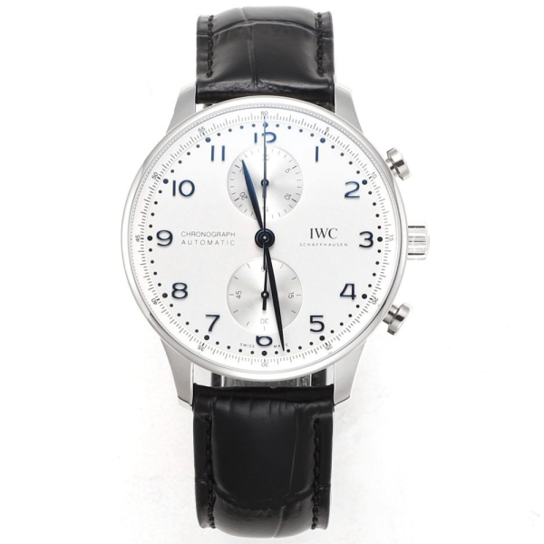 ZF공장 IWC 포르투기저 크로노그래프 화이트/블루 다이얼 레더 스트랩 40mm IW371604