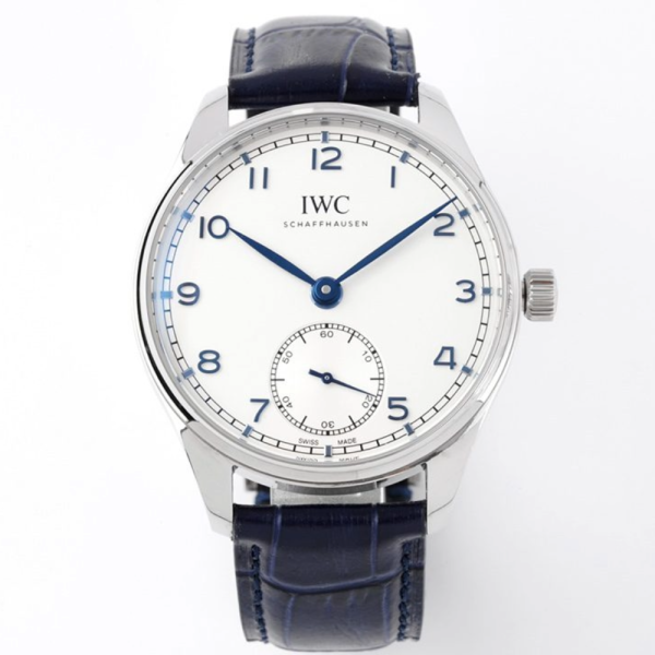 ZF공장 IWC 포르투기저 화이트골드 화이트/블루 다이얼 레더 스트랩 40mm IW358304