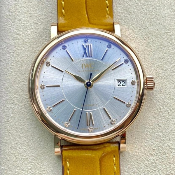 V7공장 IWC 포르토피노 레이디 로즈골드 그레이 다이얼 레더 스트랩 37mm IW458116