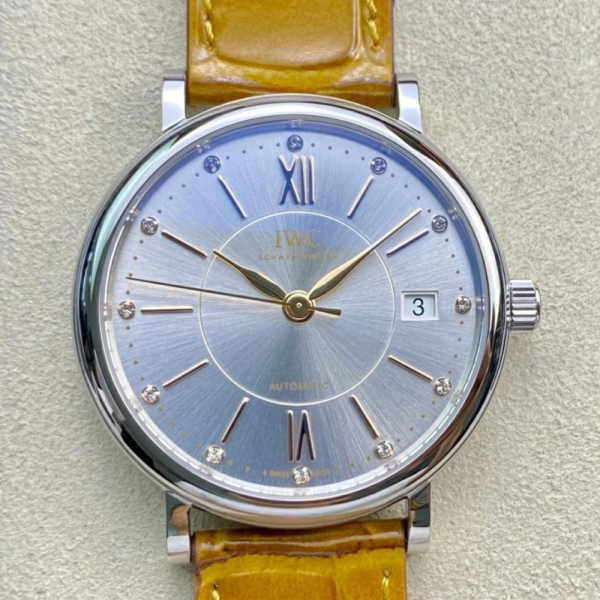V7공장 IWC 포르토피노 레이디 실버 그레이 다이얼 레더 스트랩 37mm IW458101
