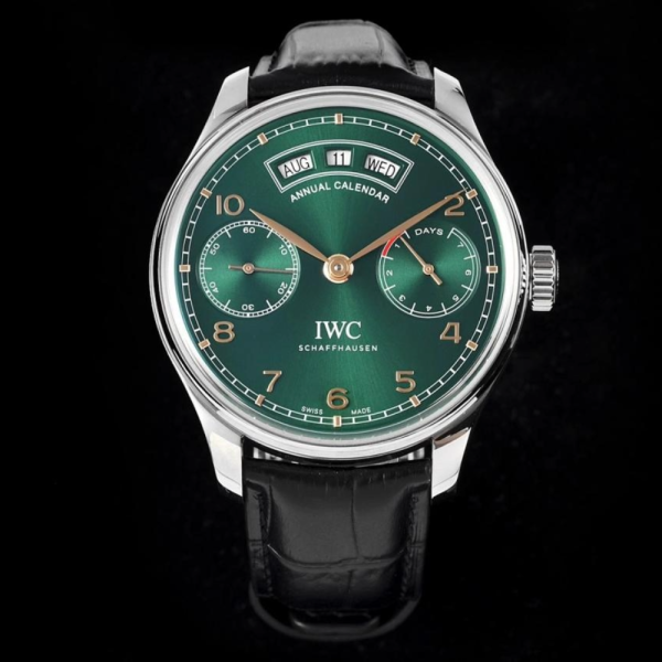 ZF공장 IWC 포르투기저 애뉴얼 캘린더 그린 다이얼 레더 스트랩 44mm IW503510