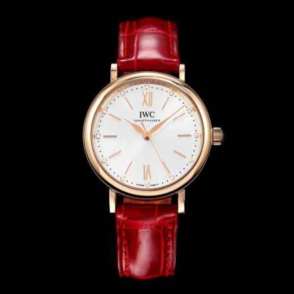NR공장 IWC 포르토피노 레이디 로즈골드 화이트 다이얼 레더 스트랩 34mm IW357401