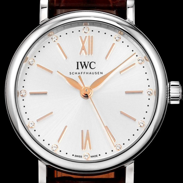 NR공장 IWC 포르토피노 레이디 실버 화이트 다이얼 레더 스트랩 34mm IW357403