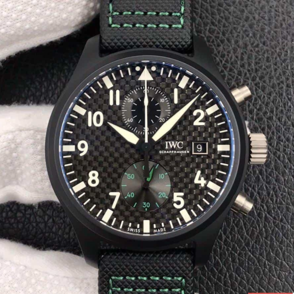 YL공장 IWC 파일럿 탑건 크로노그래프 메르세데스 AMG 페트로나스 팀 스페셜 에디션 러버 스트랩 44.5mm IW389005