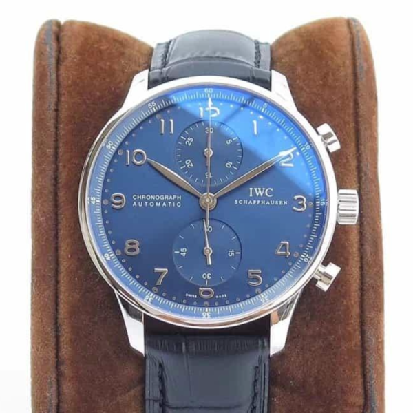 ZF공장 IWC 포르투기저 크로노그래프 화이트골드 블루 다이얼 레더 스트랩 41mm IW371491