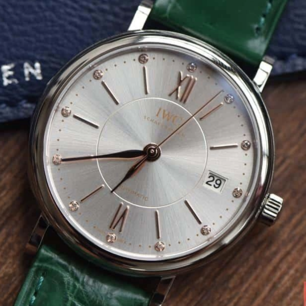 M+공장 IWC 포르토피노 레이디 화이트골드 브라운 악어 레더 스트랩 37mm IW458101