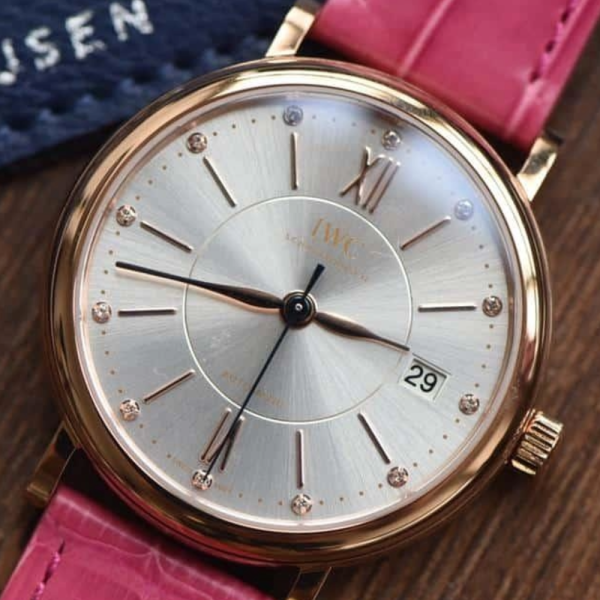 M+공장 IWC 포르토피노 레이디 로즈골드 핑크 악어 레더 스트랩 37mm IW458116