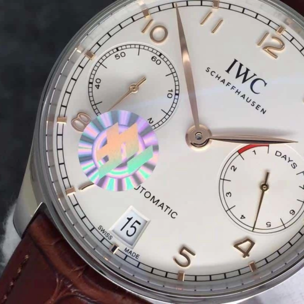 ZF공장 IWC 포르투기저 세븐데이즈 스틸 화이트 다이얼 레더 스트랩 42mm IW500704