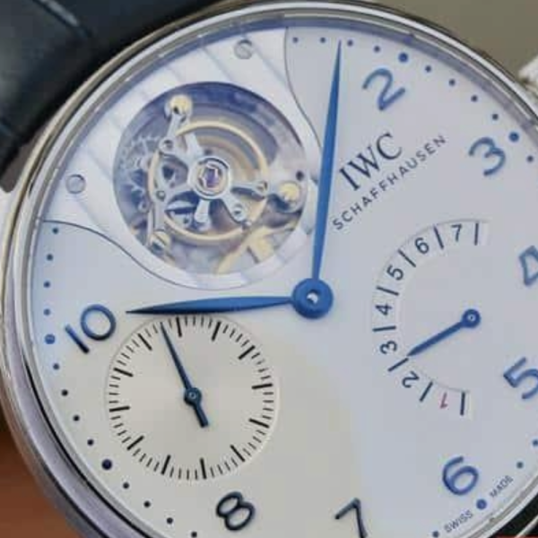 ZF공장 IWC 포르투기저 레트로그레이드 투르비옹 화이트 다이얼 레더 스트랩 44mm IW504202
