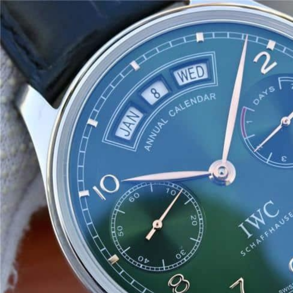 YL공장 IWC 포르투기저 퍼페츄얼 캘린더 그린 다이얼 레더 스트랩 44mm IW503510