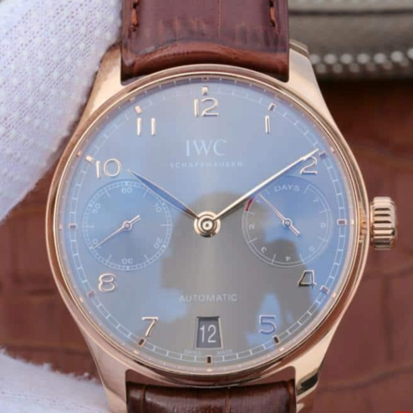 ZF공장 IWC 포르투기저 세븐데이즈 로즈골드 그레이 다이얼 레더 스트랩 42.3mm IW500701