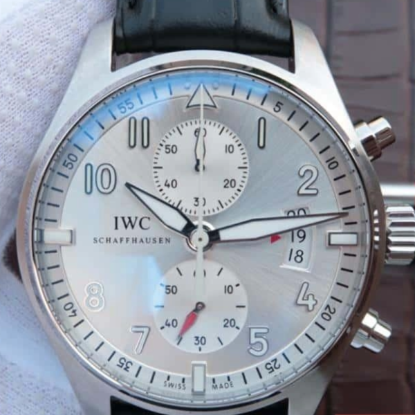 ZF공장 IWC 포르토피노 크로노그래프 화이트 다이얼 레더 스트랩 43mm IW387802