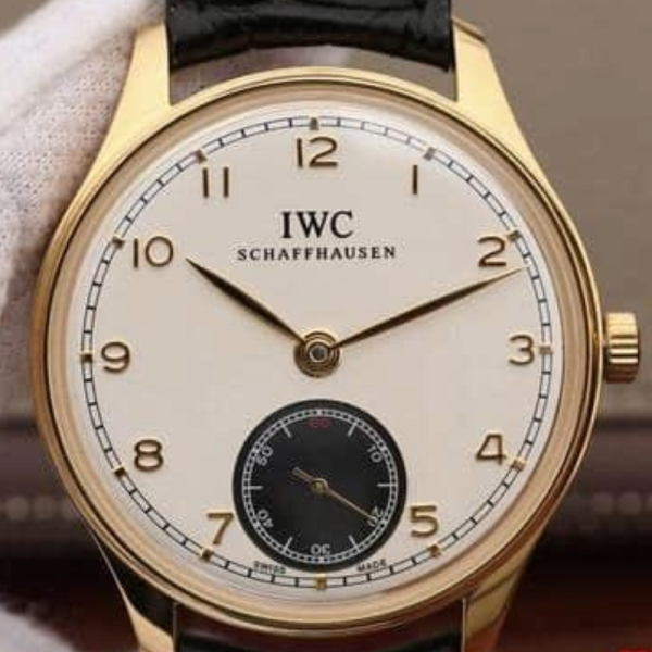 ZF공장 IWC 포르투기저 존스 소드 골드 화이트/블랙 다이얼 레더 스트랩 44mm IW545408