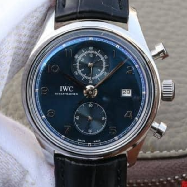 YL공장 IWC 포르투기저 크로노그래프 클래식 블루 다이얼 레더 스트랩 42mm IW390403