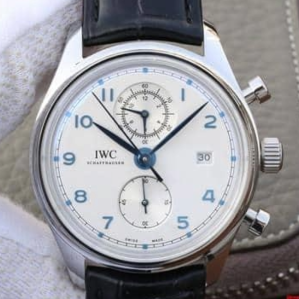 YL공장 IWC 포르투기저 크로노그래프 클래식 화이트 다이얼 레더 스트랩 42mm IW390403