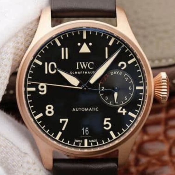 YL공장 IWC 빅 파일럿 오토매틱 헤리티지 로즈골드 블랙 다이얼 레더 스트랩 46mm IW501004
