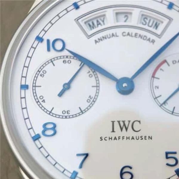 YL공장 IWC 포르투기저 애뉴얼 캘린더 칼리버 화이트 다이얼 레더 스트랩 44.2mm IW503501