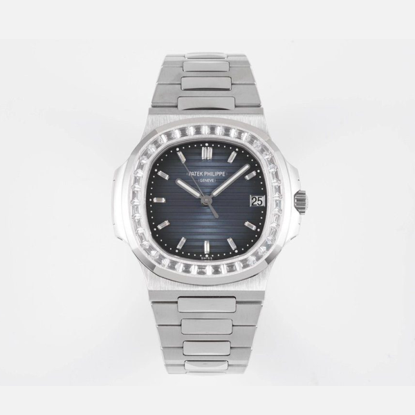 PPF공장 파텍필립 노틸러스 블루 다이얼 바게트 다이아 베젤 SS 브레이슬릿 40mm 5711