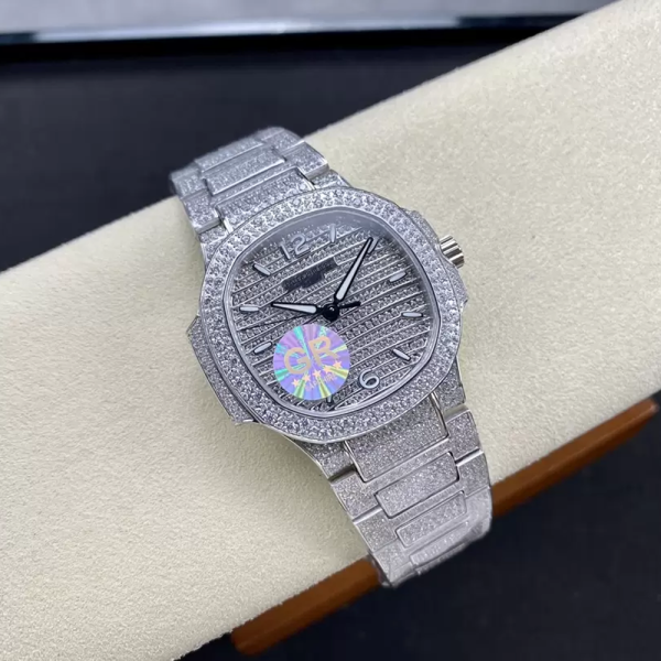 GR공장 파텍필립 아쿠아넛 여성용 노틸러스 풀 다이아몬드 한정판 35.2mm 7118