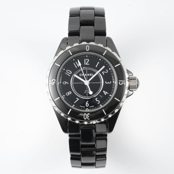 샤넬 J12 블랙 다이얼 블랙 세라믹 스트랩 33mm H0682