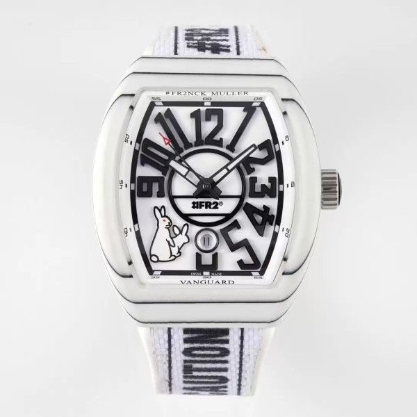 ABF공장 프랭크 뮬러 뱅가드 화이트 카본 파이버 화이트 다이얼 44mm V45 SC DT