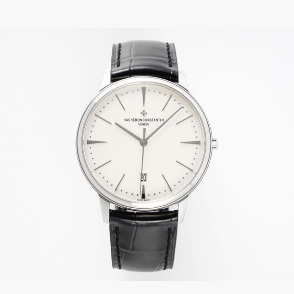 PPF공장 바쉐론 콘스탄틴 헤리티지 패트리모니 플래티넘 화이트 다이얼 레더 스트랩 40mm 85180/000J-9231