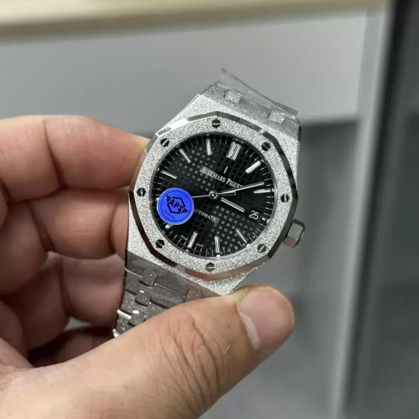 APS공장 오데마피게 로얄오크 프로스티드 블랙 다이얼 스틸 SS 브레이슬릿 37mm 15454BC