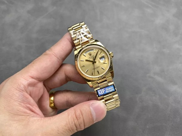 QF공장 v5 롤렉스 데이데이트 샴폐인 다이얼 옐로우골드 금통 36mm 128238