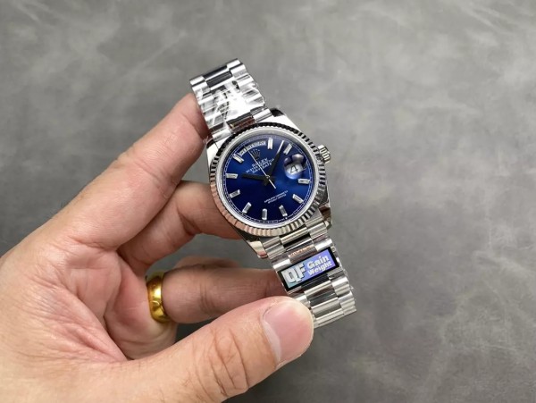 QF공장 v5 롤렉스 데이데이트 청판 다이얼 바게트다이아 SS 브레이슬릿 36mm 128236