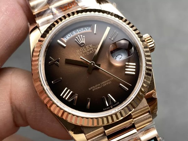 QF공장 v5 롤렉스 데이데이트 브라운 로만 다이얼 로즈골드 금통 36mm 128235