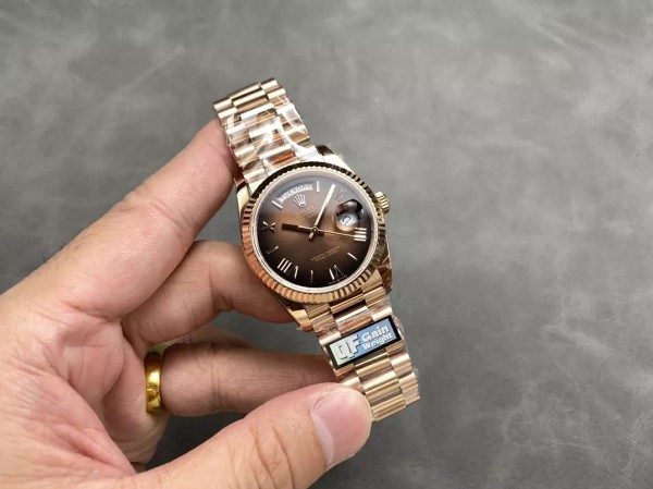 QF공장 v5 롤렉스 데이데이트 브라운 로만 다이얼 로즈골드 금통 36mm 128235