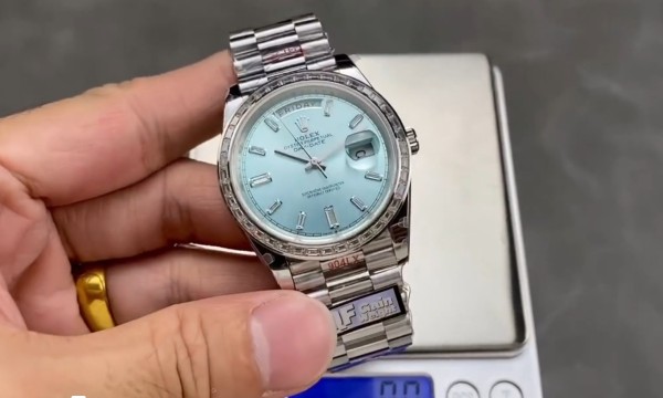 QF공장 v5 롤렉스 데이데이트 아이스블루 다이얼 바게티 다이아 베젤  SS 브레이슬릿 40mm V5(텅스텐 헤비 버전) 228396